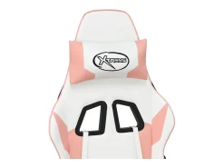 vidaxl Cadeira gaming com apoio p/ pés couro artificial branco e^ Poltrona