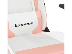 vidaxl Cadeira gaming com apoio p/ pés couro artificial branco e^ Poltrona