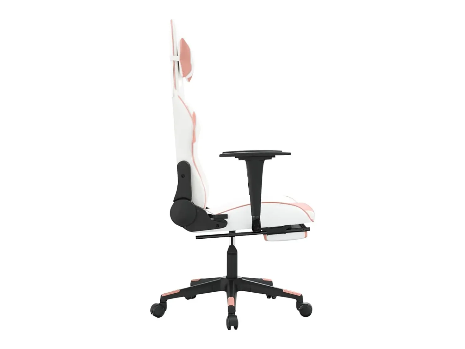 vidaxl Cadeira gaming com apoio p/ pés couro artificial branco e^ Poltrona