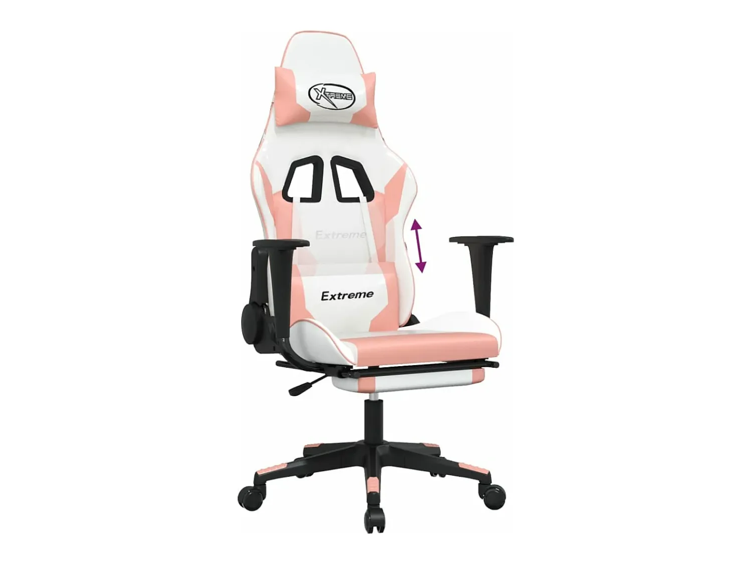 vidaxl Cadeira gaming com apoio p/ pés couro artificial branco e^ Poltrona
