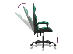 Poltrona*vidaxl Cadeira gaming couro artificial preto e Verde