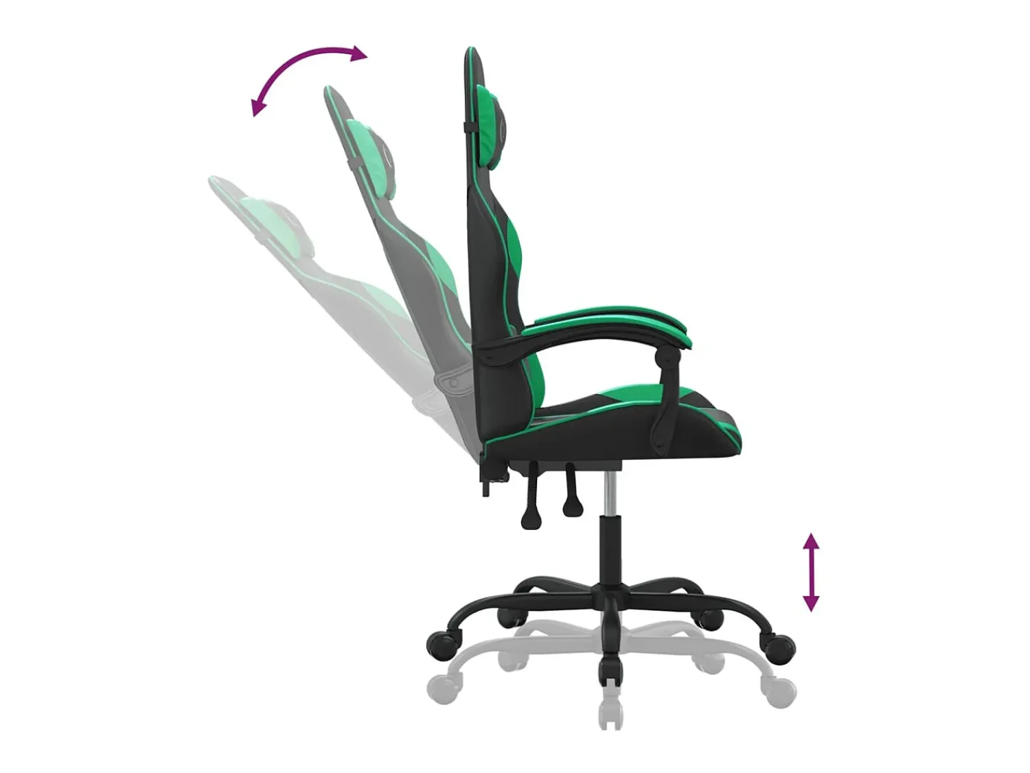 Poltrona*vidaxl Cadeira gaming couro artificial preto e Verde