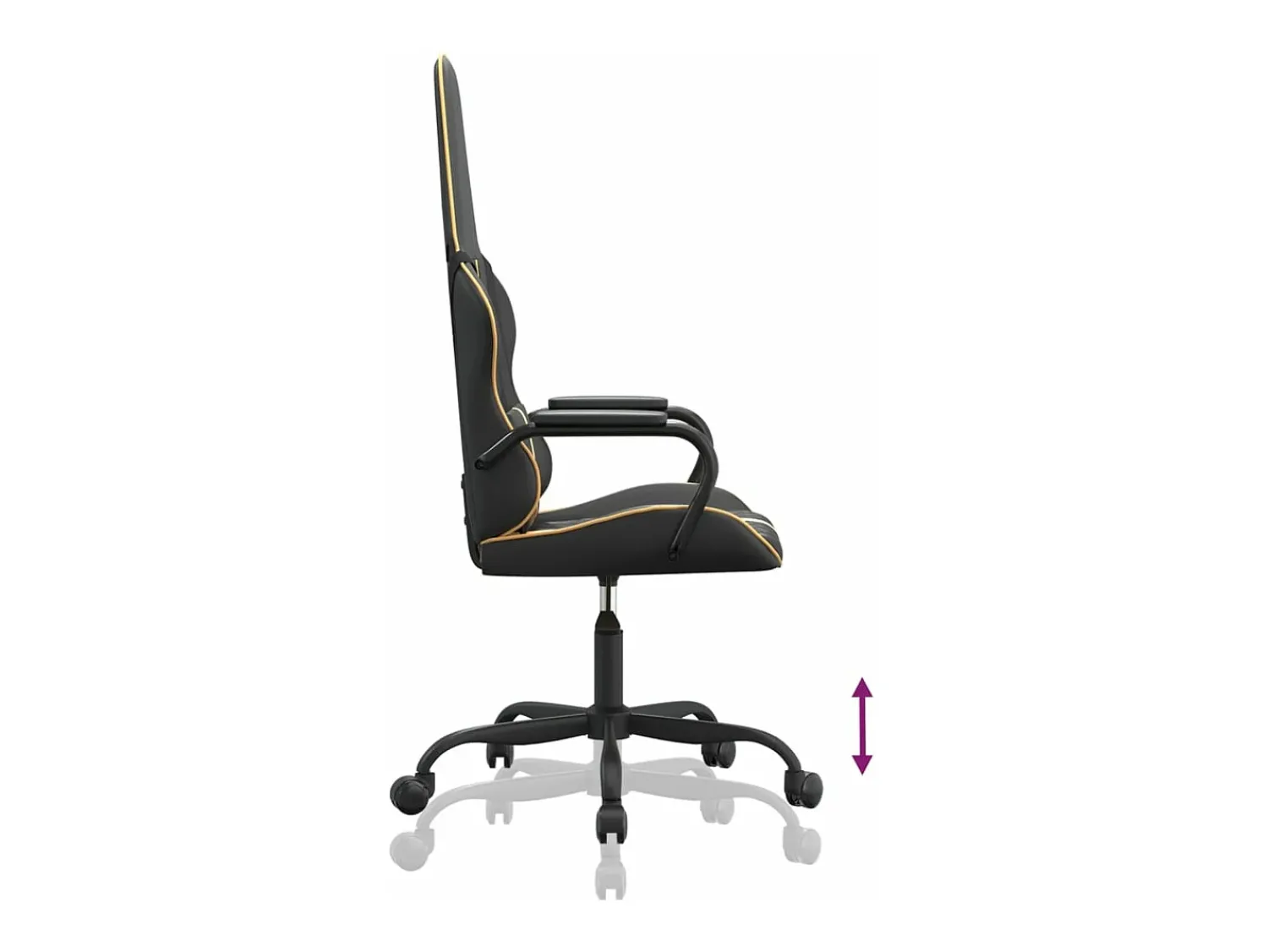 Poltrona*vidaxl Cadeira gaming couro artificial preto e dourado Vermelho