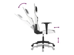 Best vidaxl Cadeira gaming couro artificial branco e Preto