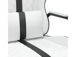 Discount vidaxl Cadeira gaming couro artificial branco e Preto