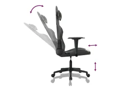 vidaxl Cadeira gaming couro artificial preto e camuflado^ Poltrona