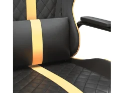 Poltrona|vidaxl Cadeira gaming de massagens couro artificial e preto Dourado