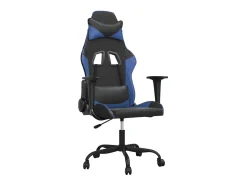 Poltrona*vidaxl Cadeira gaming de massagens couro artificial preto e Azul
