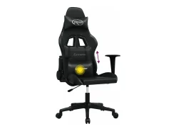 Best vidaxl Cadeira gaming de massagens couro artificial Preto