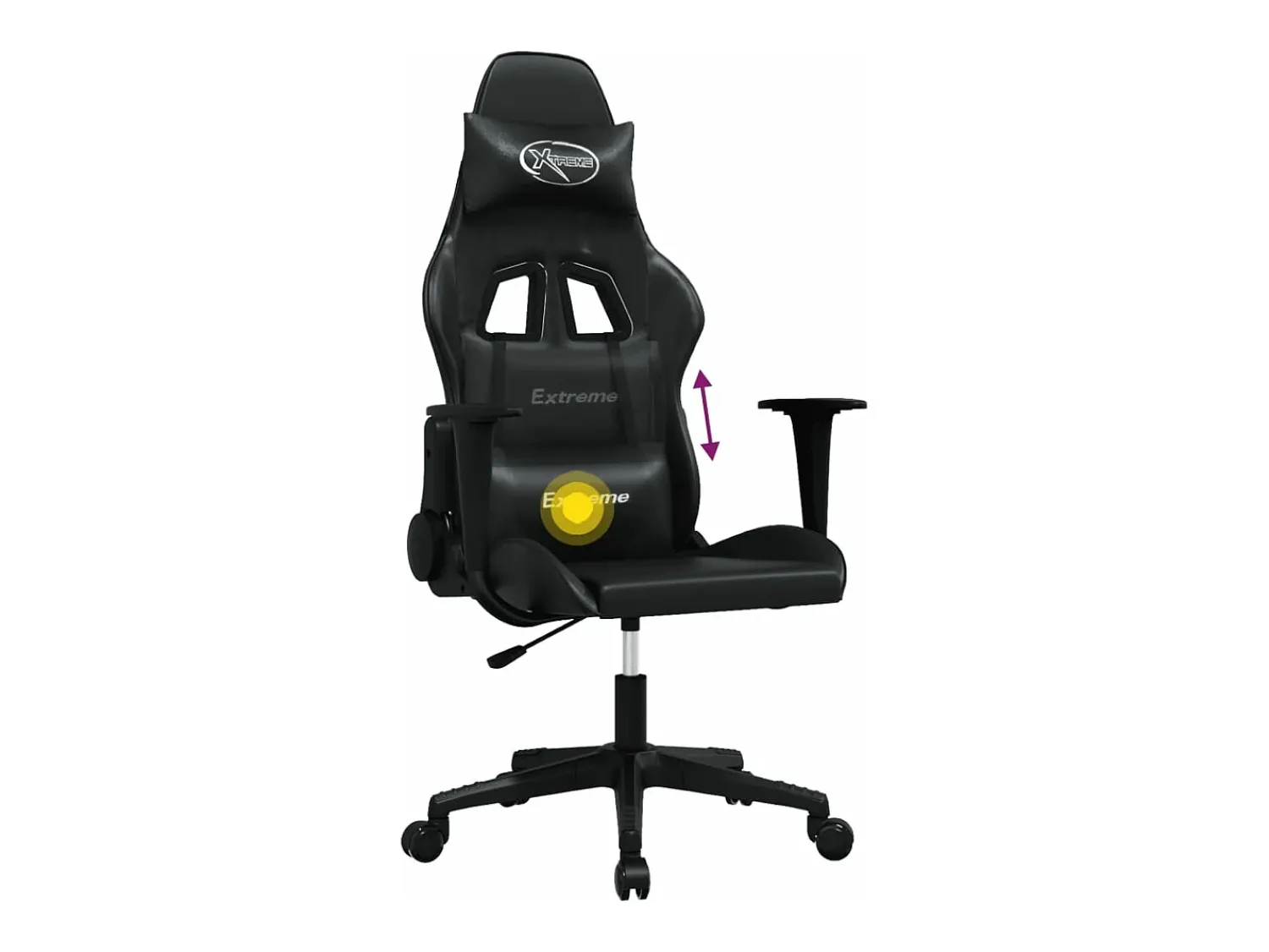 Best vidaxl Cadeira gaming de massagens couro artificial Preto
