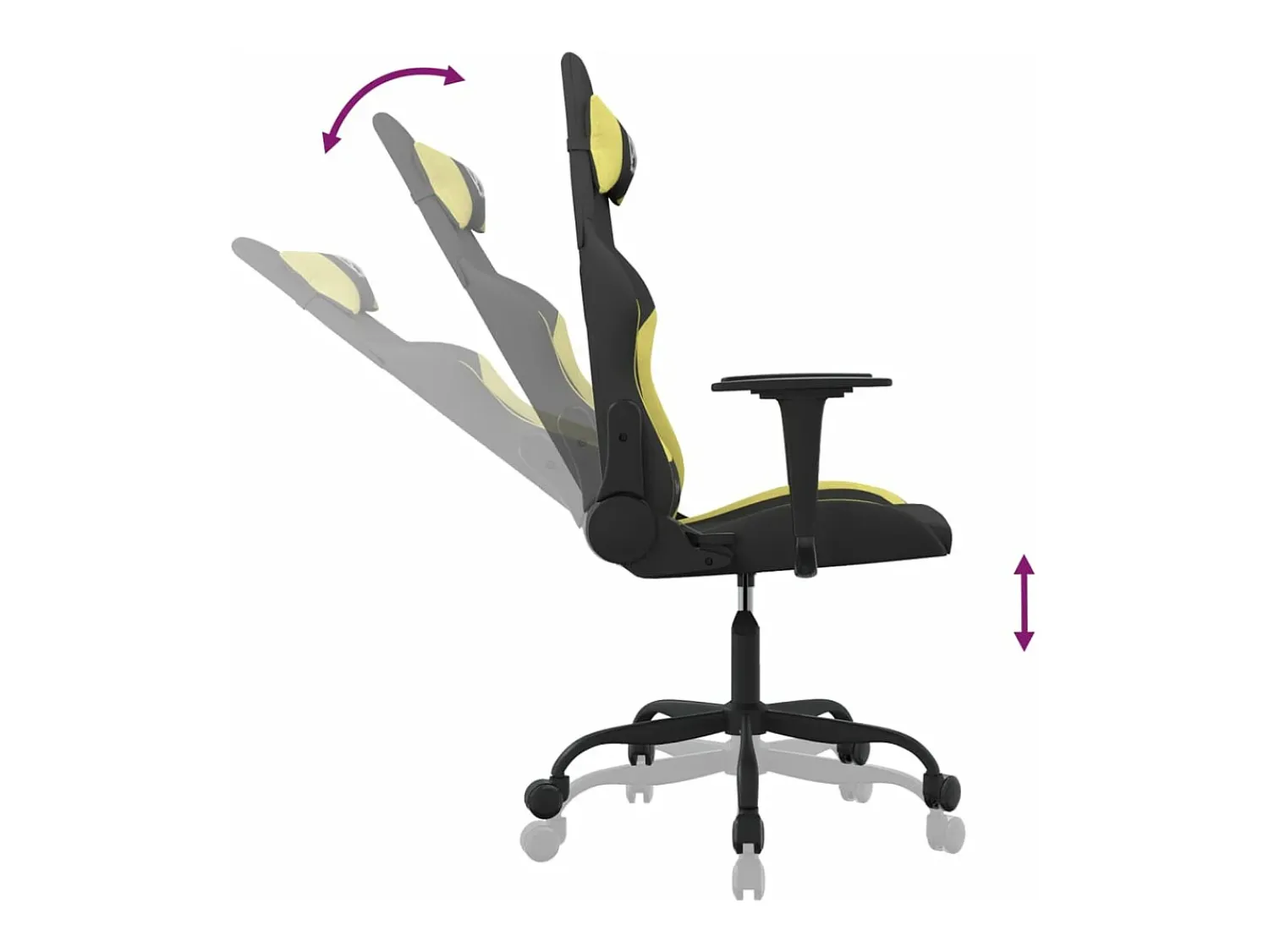 Poltrona|vidaxl Cadeira gaming de massagens tecido preto e -claro Verde