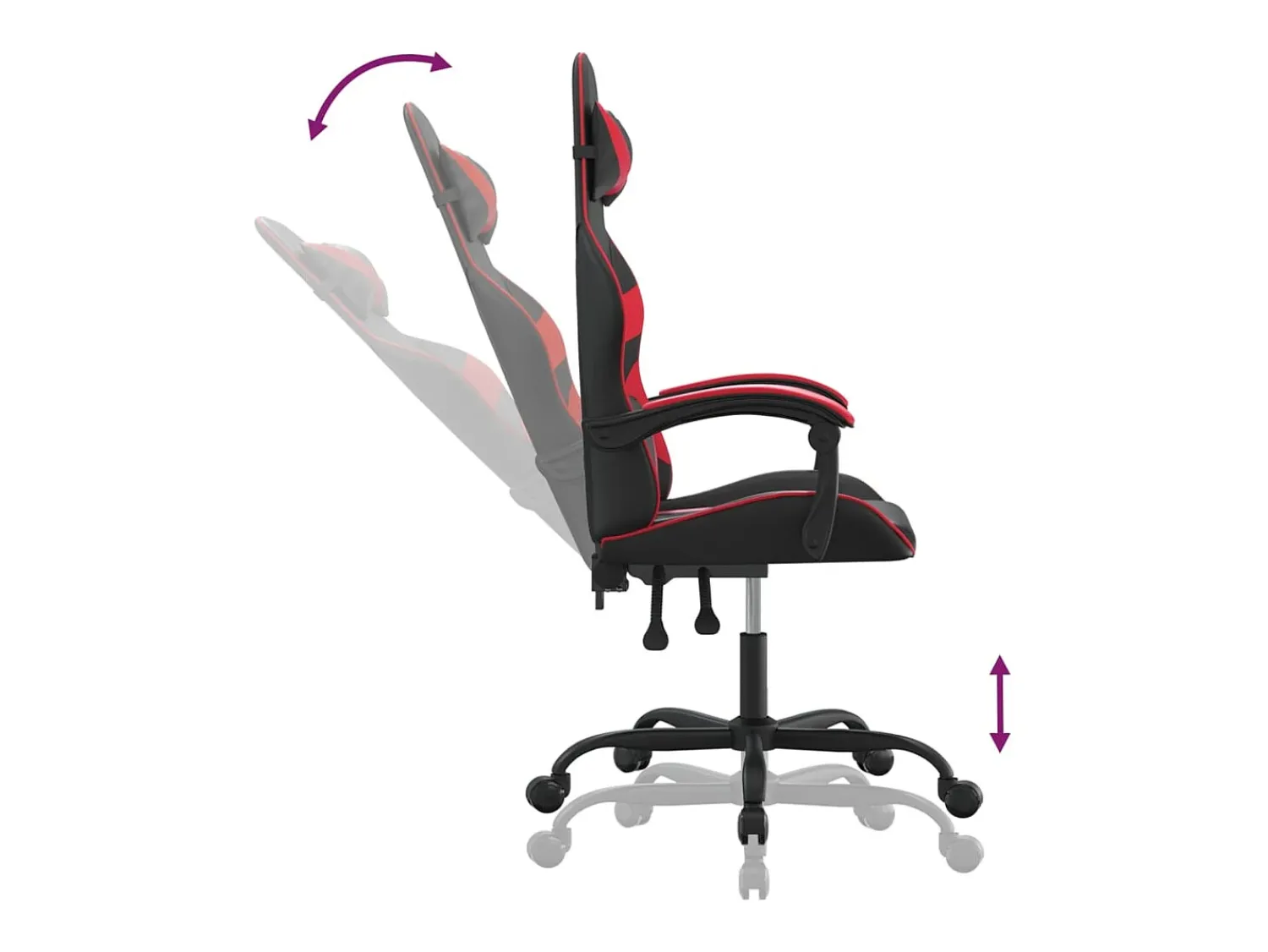 Poltrona|vidaxl Cadeira gaming giratória couro artificial preto e Vermelho