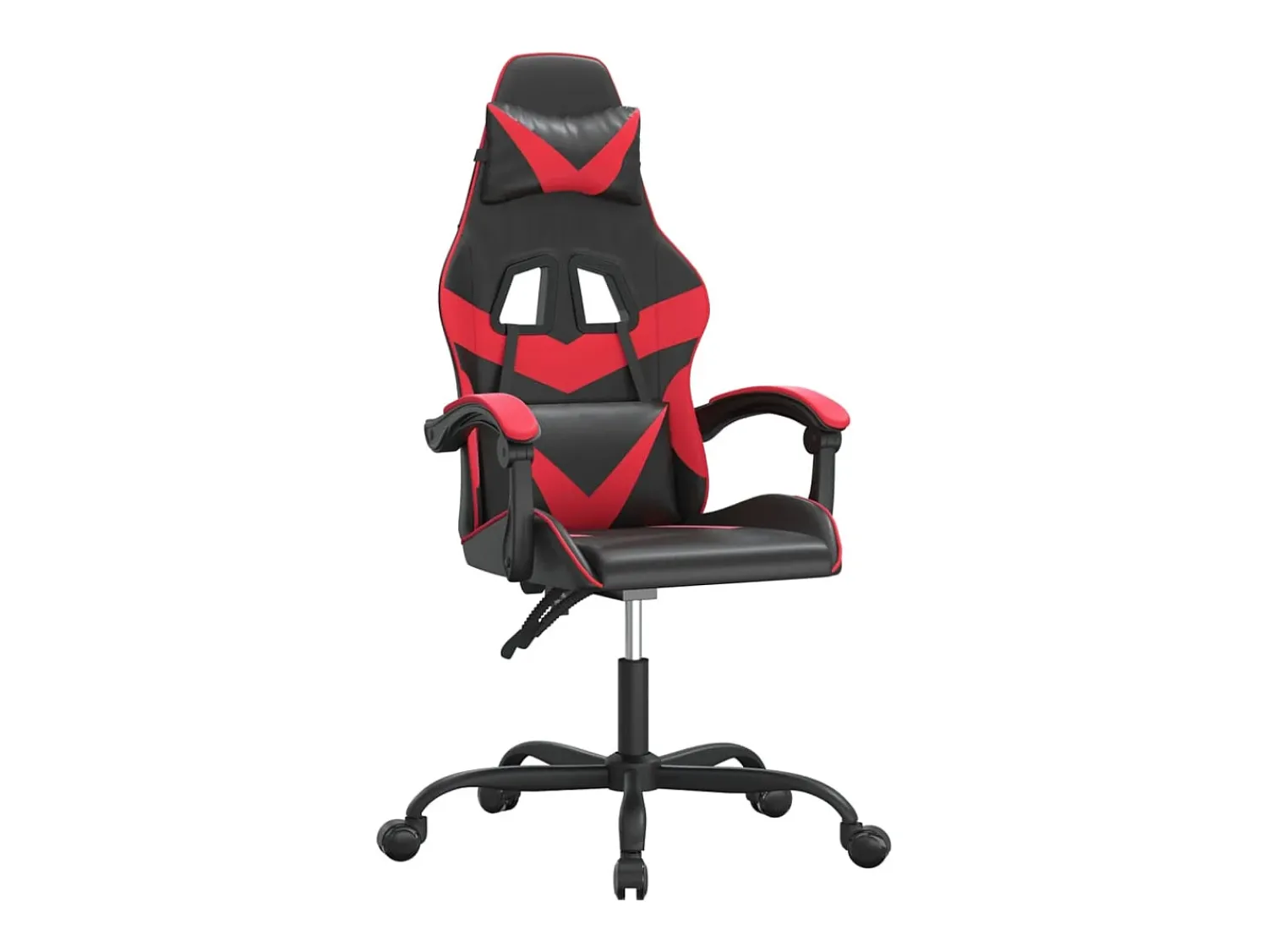 Poltrona|vidaxl Cadeira gaming giratória couro artificial preto e Vermelho