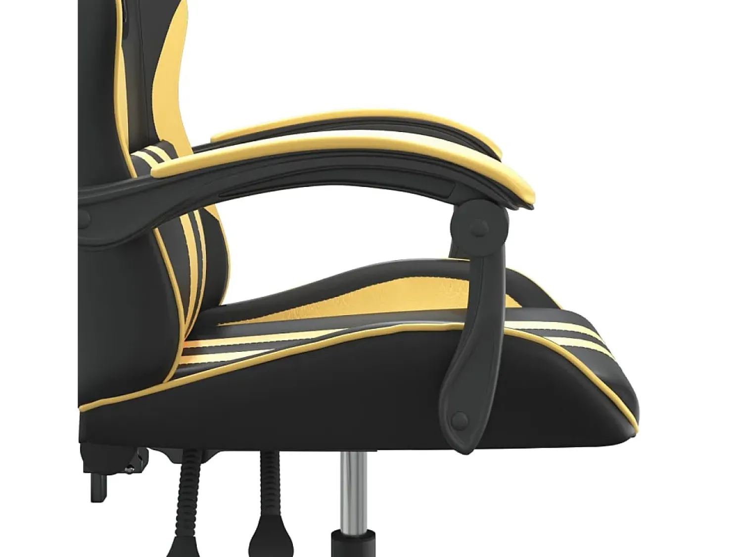 Poltrona*vidaxl Cadeira gaming giratória couro artificial preto e Dourado