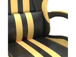Poltrona*vidaxl Cadeira gaming giratória couro artificial preto e Dourado