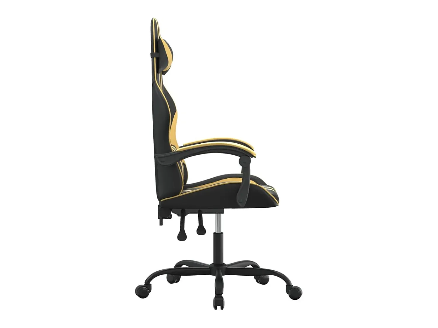 Poltrona*vidaxl Cadeira gaming giratória couro artificial preto e Dourado