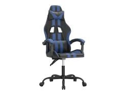 Poltrona*vidaxl Cadeira gaming giratória couro artificial preto e Azul
