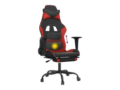 vidaxl Cadeira gaming massagem + apoio pés couro artif. preto/^ Poltrona
