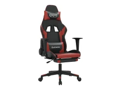 Online vidaxl Cadeira gaming massagem + apoio couro art. preto/ tinto Vermelho