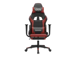 Online vidaxl Cadeira gaming massagem + apoio couro art. preto/ tinto Vermelho