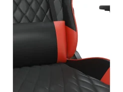 Poltrona*vidaxl Cadeira gaming massagem + apoio pés couro artif. preto/ Vermelho