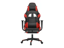 Poltrona*vidaxl Cadeira gaming massagem + apoio pés couro artif. preto/ Vermelho