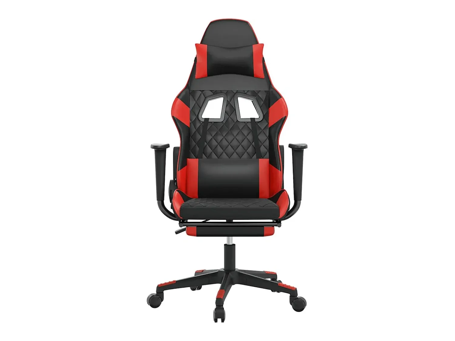 Poltrona*vidaxl Cadeira gaming massagem + apoio pés couro artif. preto/ Vermelho