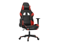Poltrona*vidaxl Cadeira gaming massagem + apoio pés couro artif. preto/ Vermelho