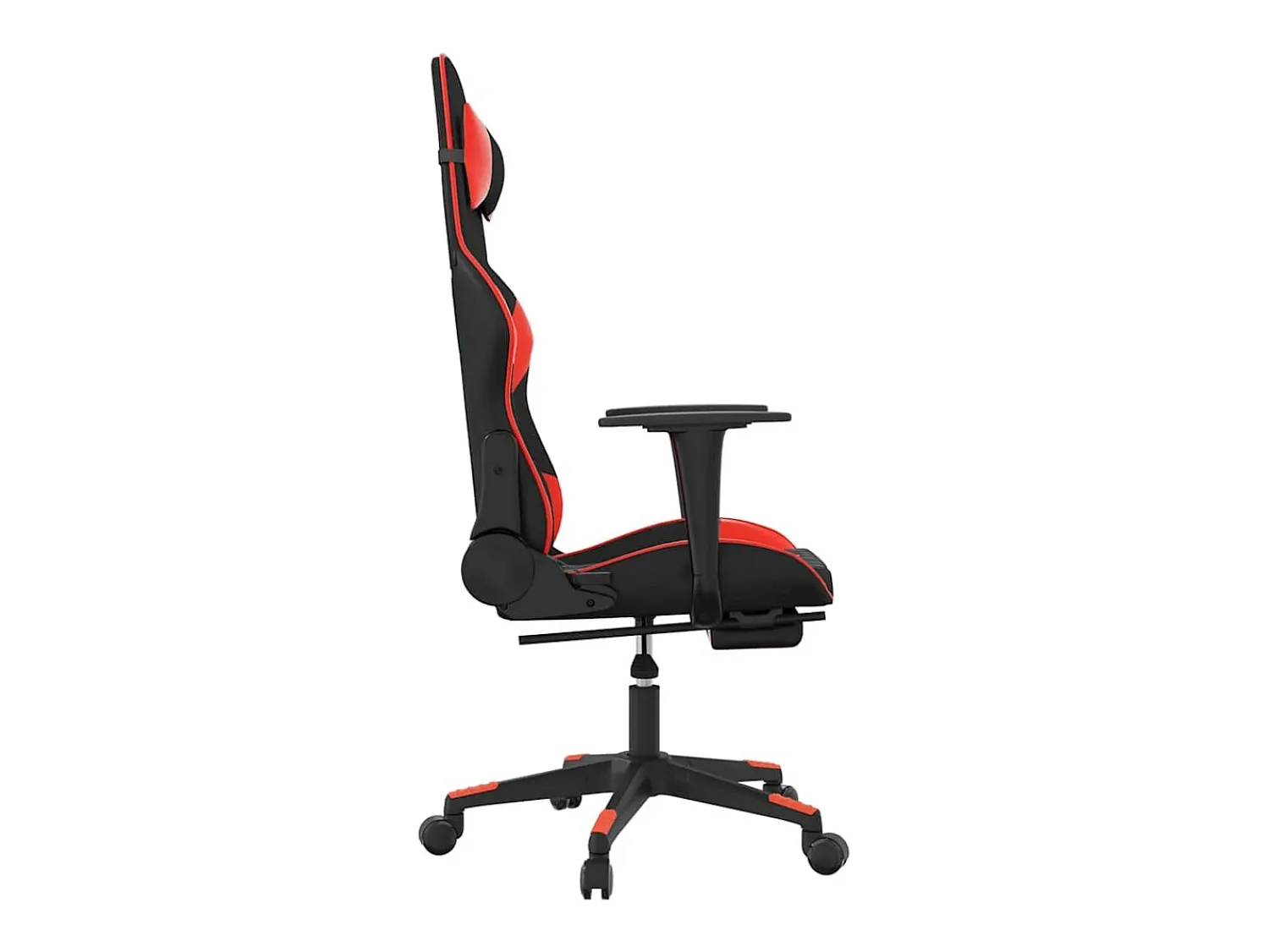 Poltrona*vidaxl Cadeira gaming massagem + apoio pés couro artif. preto/ Vermelho