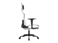 Poltrona*vidaxl Cadeira gaming massagens c/ apoio pés couro artif. Branco/ Preto