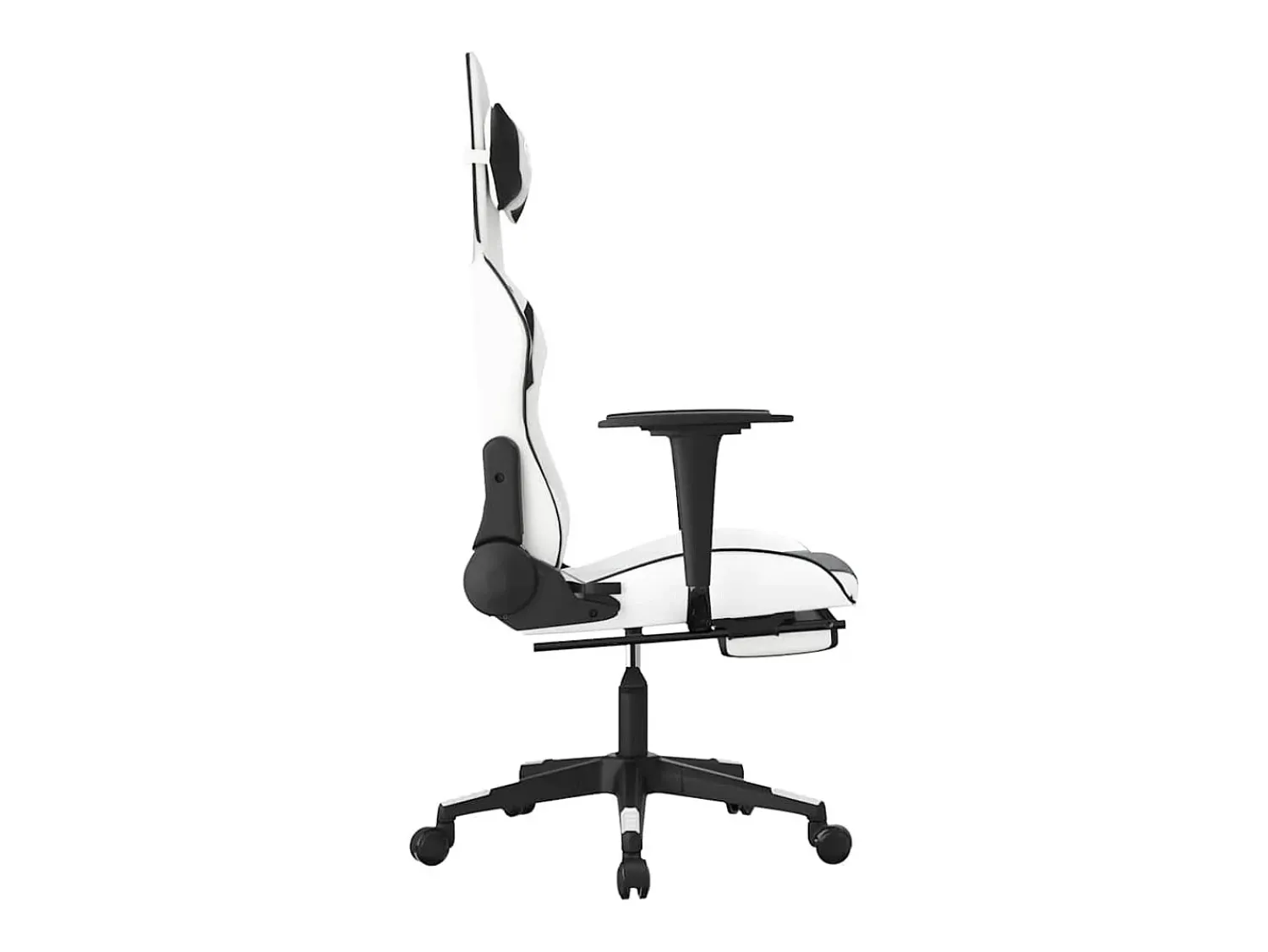 Poltrona*vidaxl Cadeira gaming massagens c/ apoio pés couro artif. Branco/ Preto