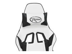 Poltrona*vidaxl Cadeira gaming massagens c/ apoio pés couro artif. Branco/ Preto