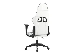 Poltrona*vidaxl Cadeira gaming massagens c/ apoio pés couro artif. Branco/ Preto