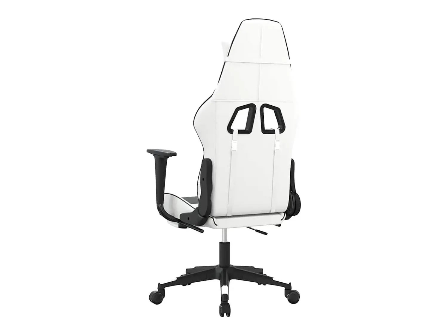 Poltrona*vidaxl Cadeira gaming massagens c/ apoio pés couro artif. Branco/ Preto
