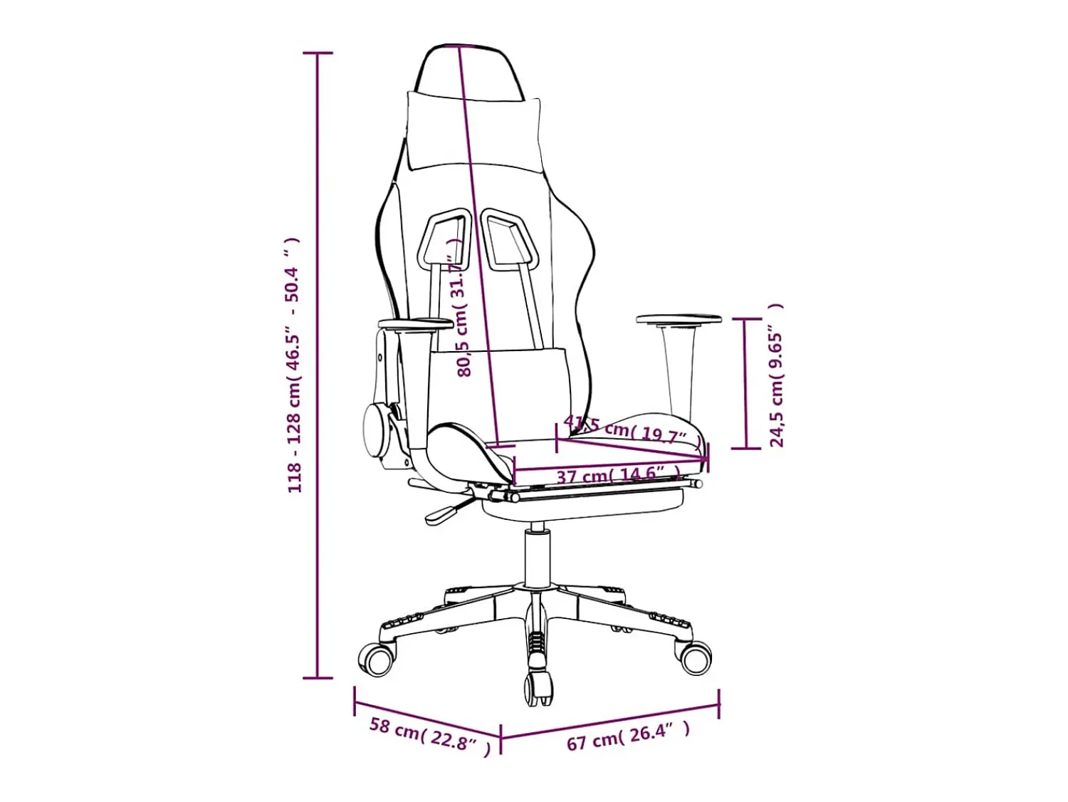 Poltrona*vidaxl Cadeira gaming massagens c/ apoio pés couro artif. Branco/ Preto