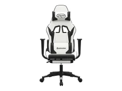 Poltrona*vidaxl Cadeira gaming massagens c/ apoio pés couro artif. Branco/ Preto