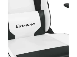 Poltrona*vidaxl Cadeira gaming massagens c/ apoio pés couro artif. Branco/ Preto