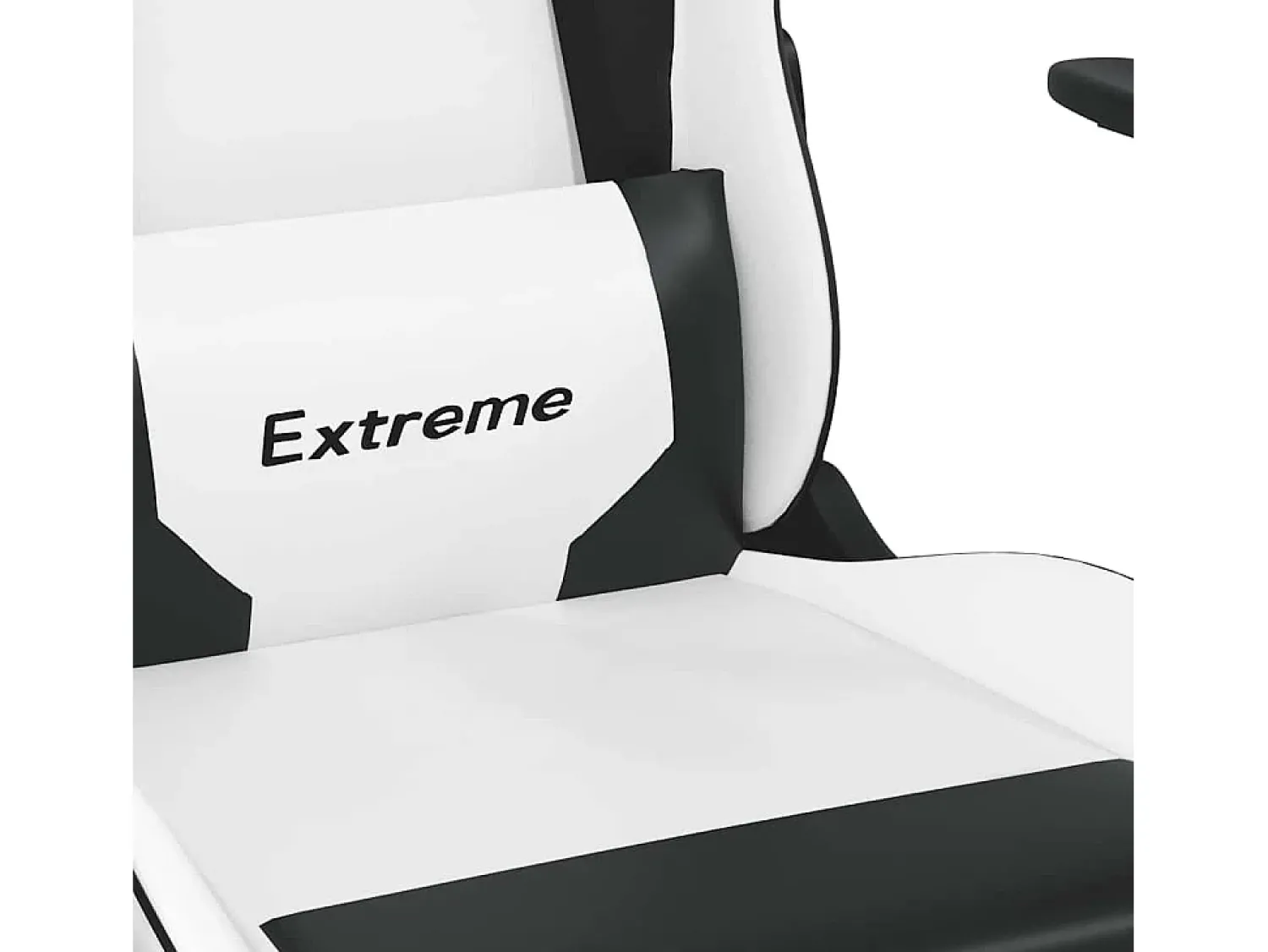 Poltrona*vidaxl Cadeira gaming massagens c/ apoio pés couro artif. Branco/ Preto