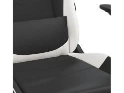 vidaxl Cadeira gaming massagens couro artificial e branco Preto