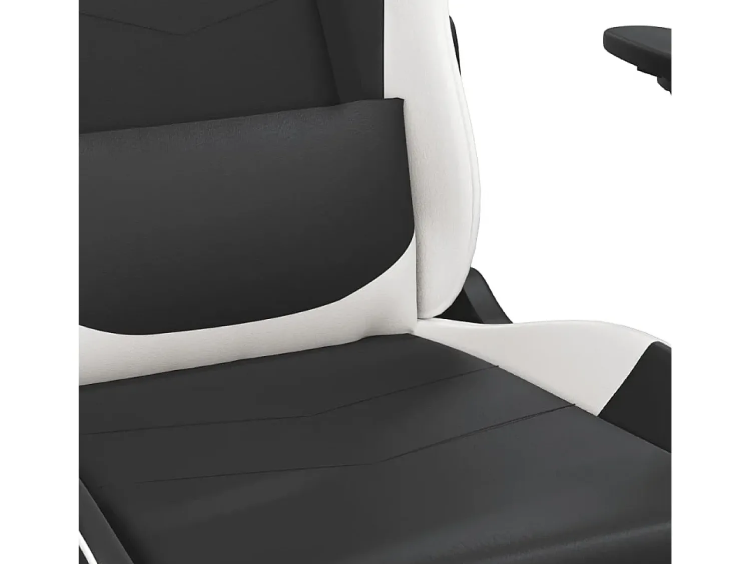 vidaxl Cadeira gaming massagens couro artificial e branco Preto