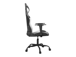 vidaxl Cadeira gaming massagens couro artificial e branco Preto