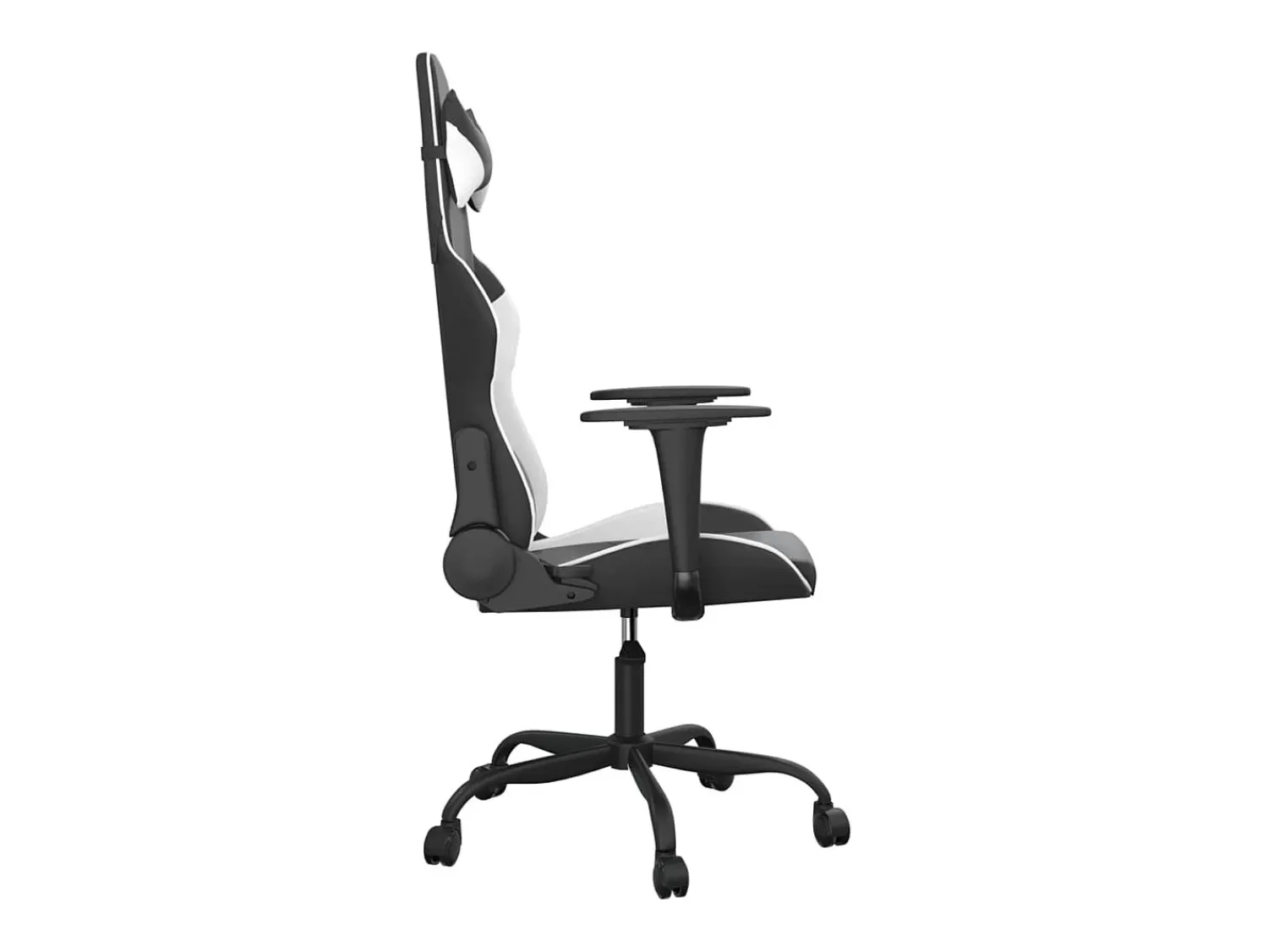 vidaxl Cadeira gaming massagens couro artificial e branco Preto