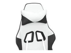 Poltrona|vidaxl Cadeira gaming massagens c/ apoio pés couro artif. /preto Branco