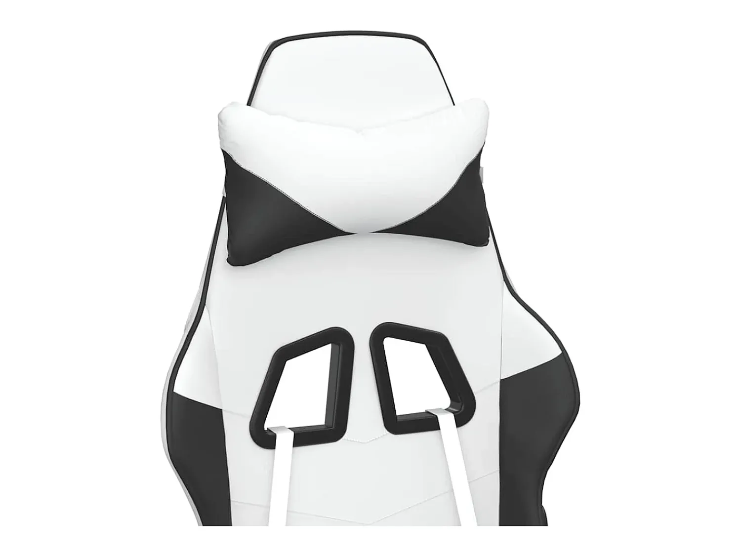 Poltrona|vidaxl Cadeira gaming massagens c/ apoio pés couro artif. /preto Branco