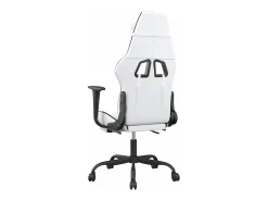Poltrona|vidaxl Cadeira gaming massagens c/ apoio pés couro artif. /preto Branco