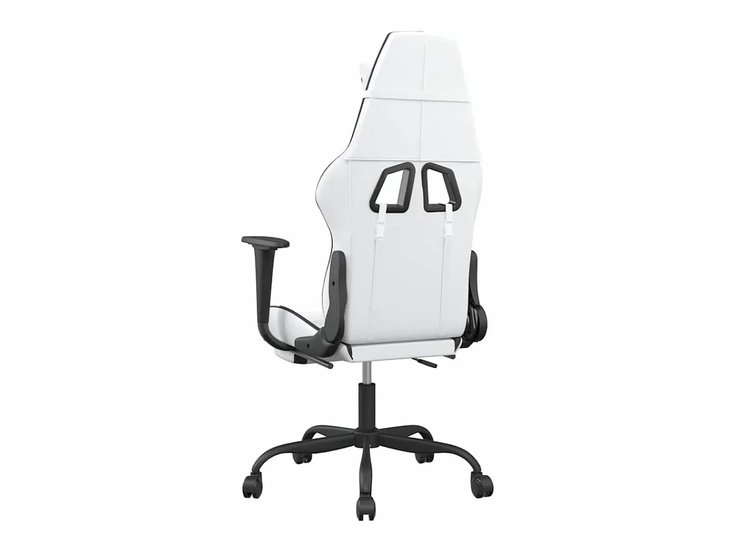 Poltrona|vidaxl Cadeira gaming massagens c/ apoio pés couro artif. /preto Branco