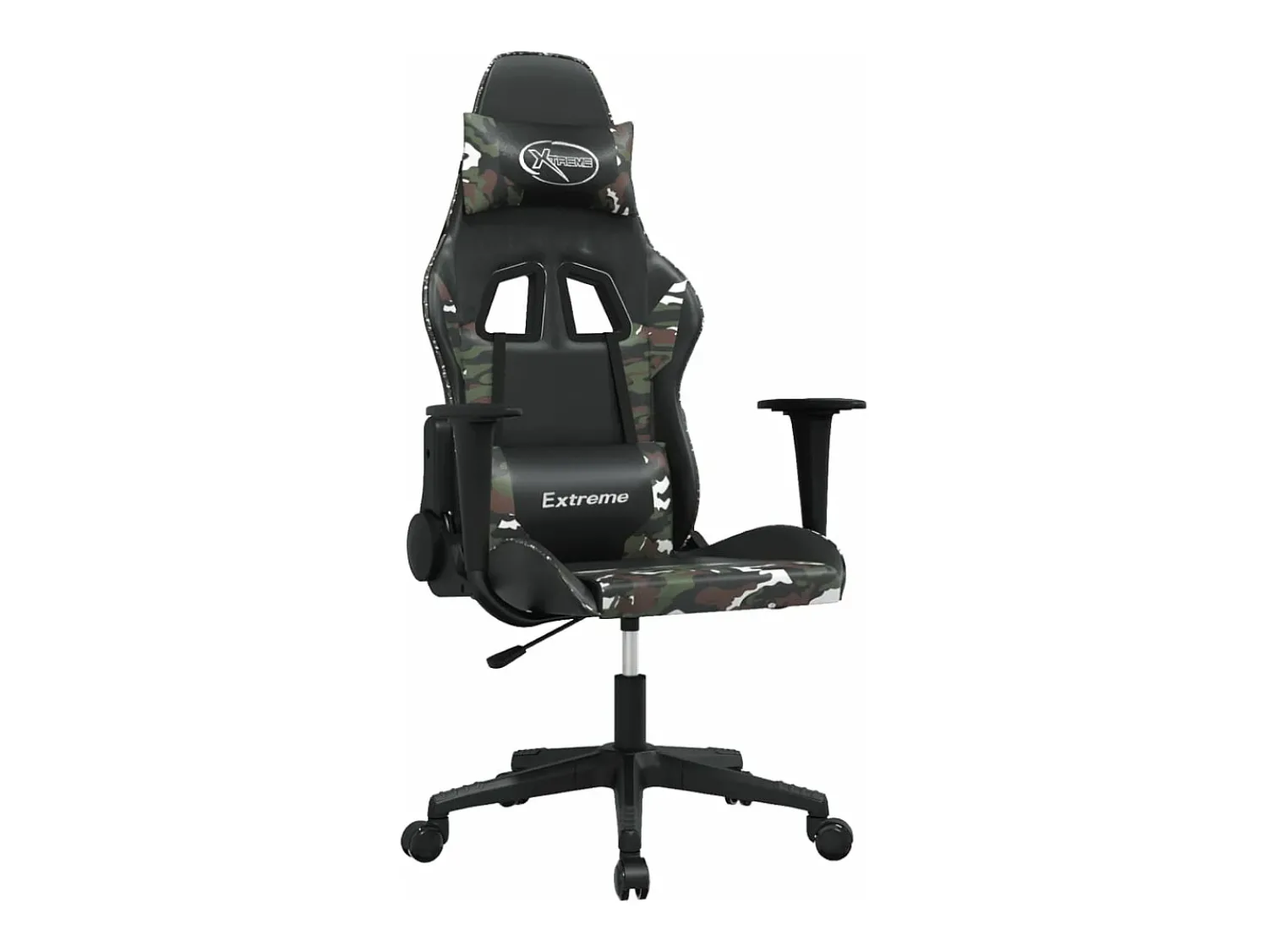 vidaxl Cadeira gaming massagens couro artificial preto e camuflagem Multicor