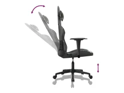 vidaxl Cadeira gaming massagens couro artificial preto e camuflagem Multicor