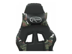 vidaxl Cadeira gaming massagens couro artificial preto e camuflagem Multicor