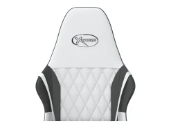 Poltrona*vidaxl Cadeira gaming massagens couro artificial e preto Branco
